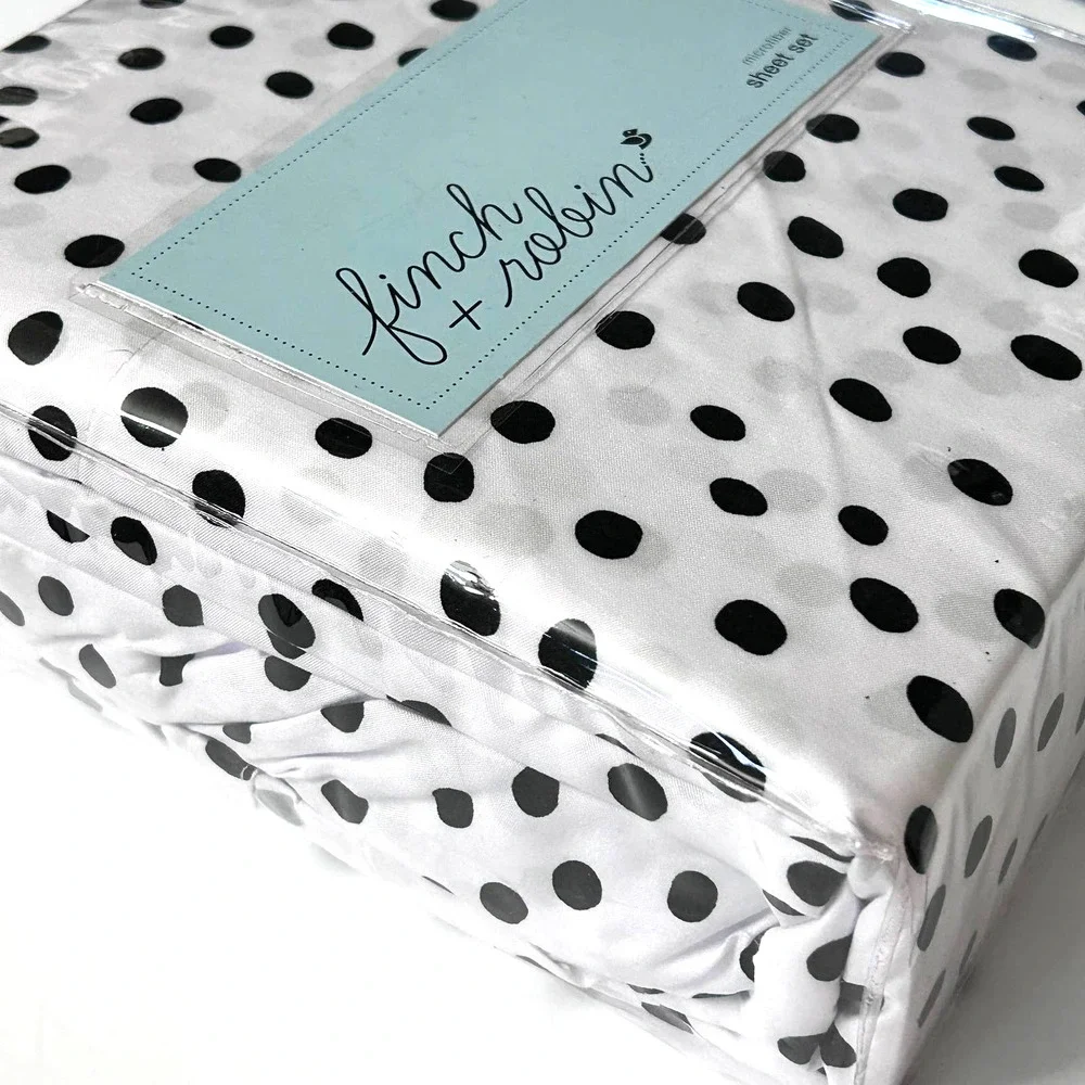 Finch + Robin Microfiber Sheet Set Sz Full Polka Dots Graphic - Picture 1 of 6